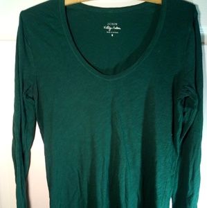 j crew dark green v neck shirt